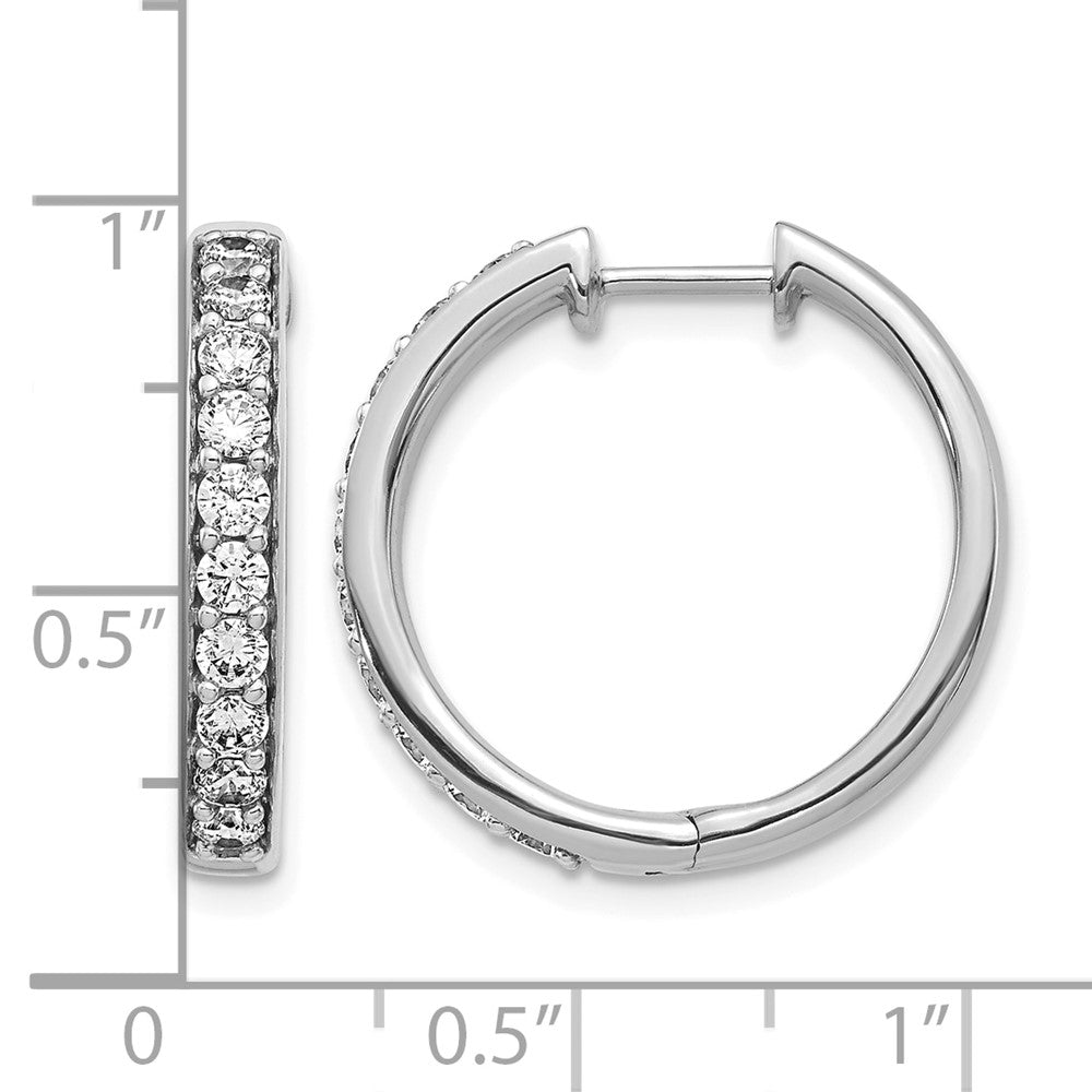 14k White Gold 1 carat Lab Grown Diamond VS/SI+ G+ Complete Hinged Hoop Earrings