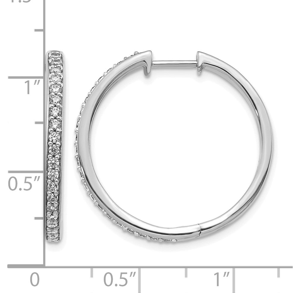 14k White Gold 1/2 carat Diamond Hinged Hoop Earrings