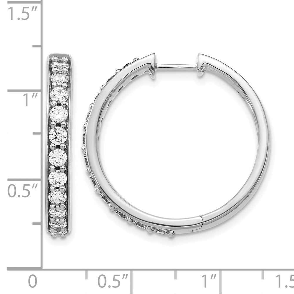 14k White Gold 1 1/2 carat Lab Grown Diamond VS/SI+ G+ Complete Hinged Hoop Earrings