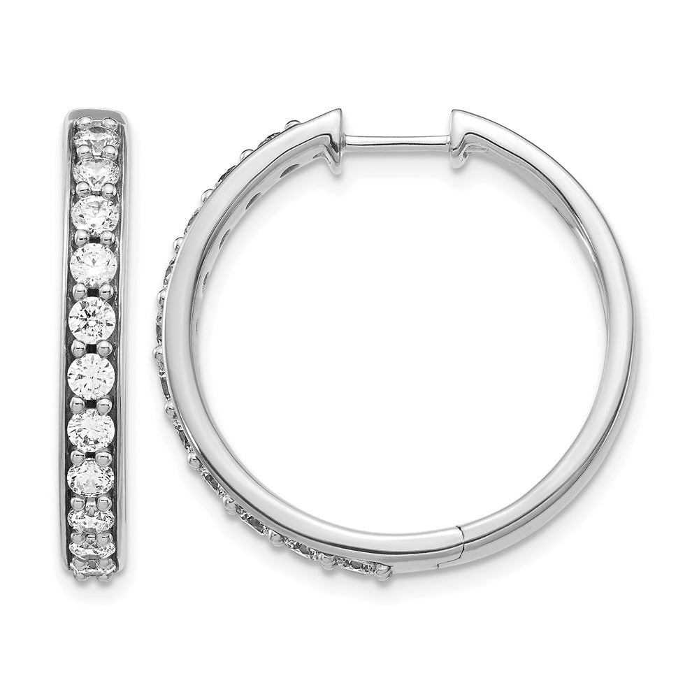 14k White Gold 1 1/2 carat Lab Grown Diamond VS/SI+ G+ Complete Hinged Hoop Earrings