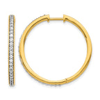 14k 3/4 carat Diamond Hinged Round Hoop Earrings