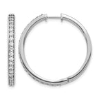 14k White Gold 1 carat Diamond Hinged Round Hoop Earrings