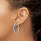 14k White Gold 1.25 carat Diamond Hinged Round Hoop Earrings