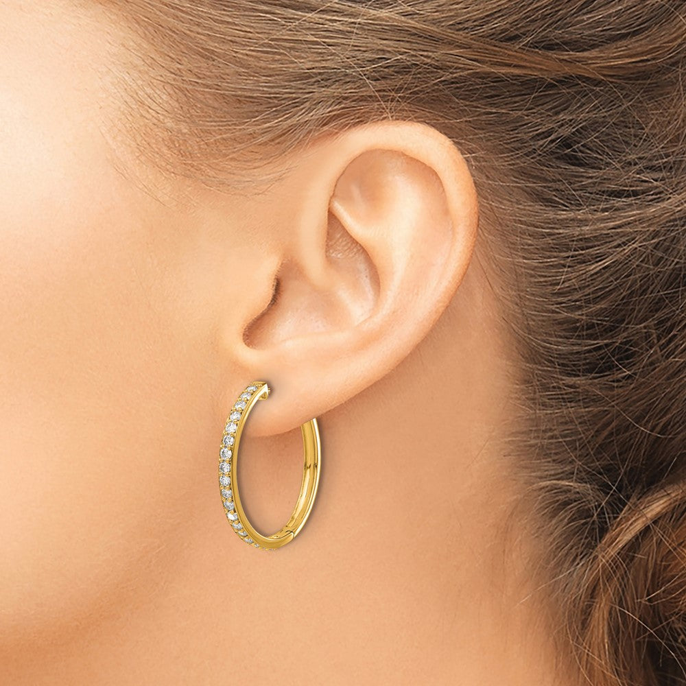 14k 1.25 carat Diamond Hinged Round Hoop Earrings