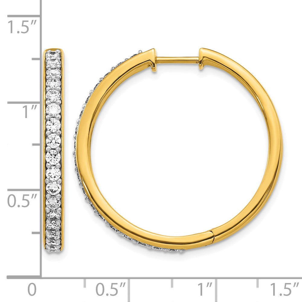 14k 1.25 carat Diamond Hinged Round Hoop Earrings