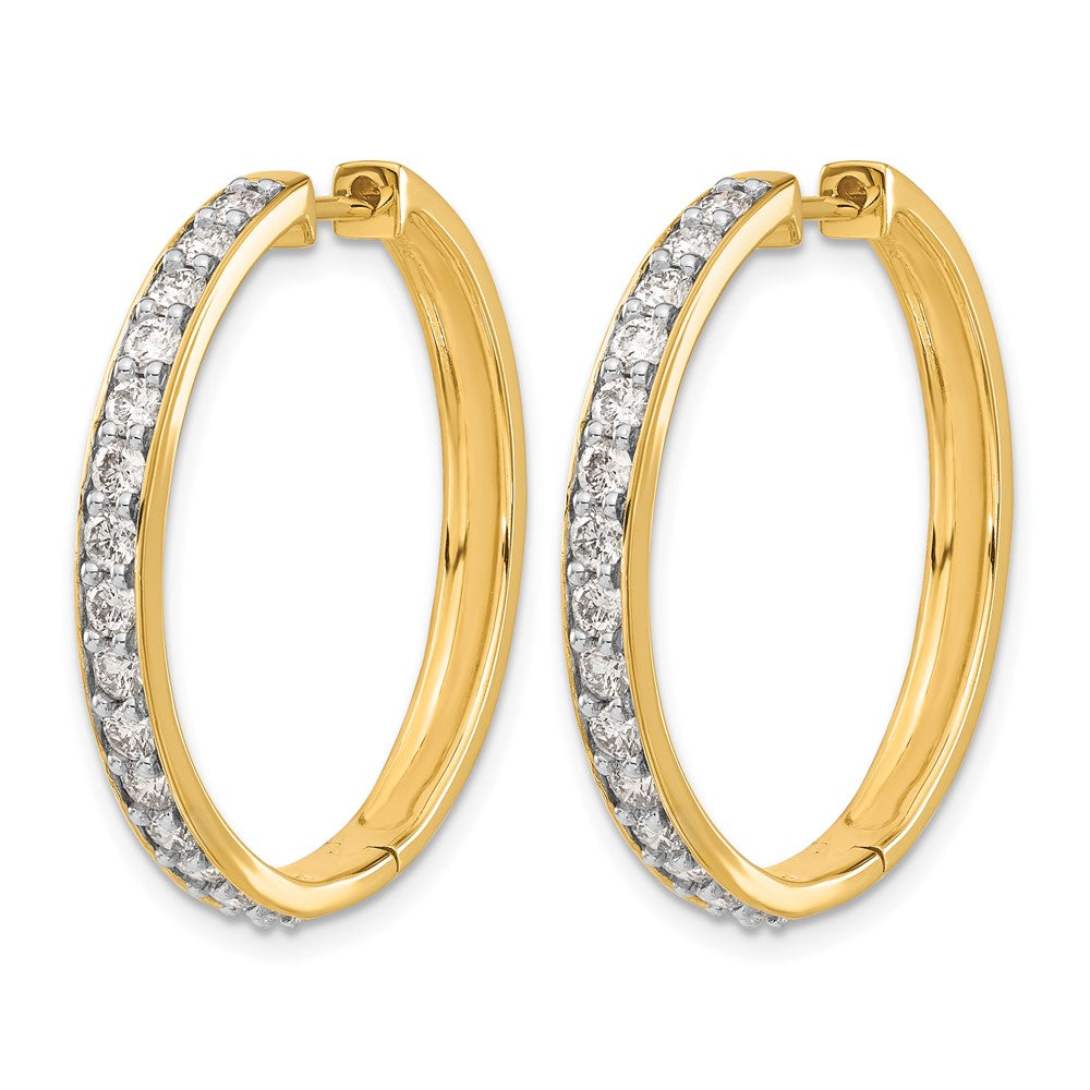 14k 1.5 carat Diamond Hinged Round Hoop Earrings