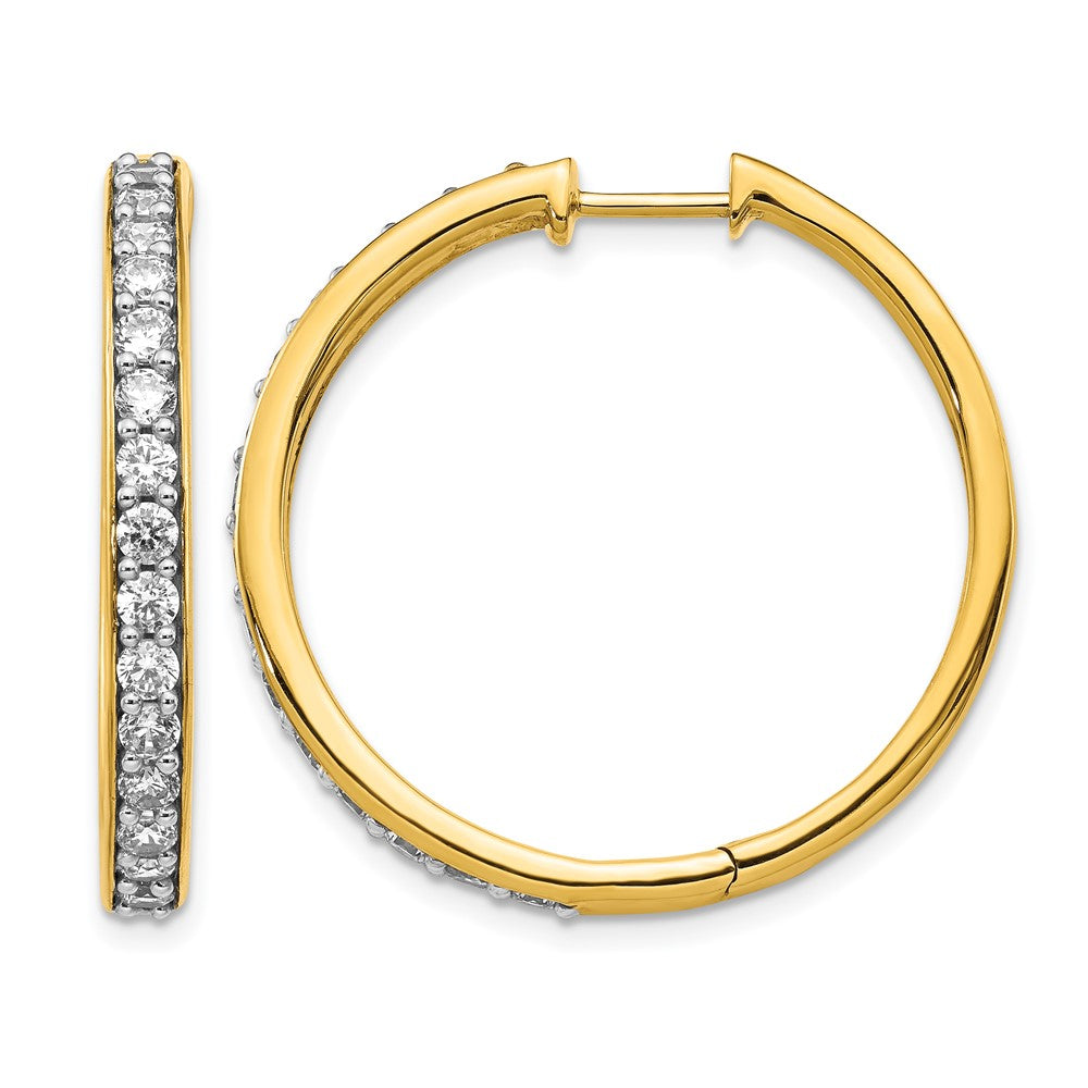 14k 1.5 carat Diamond Hinged Round Hoop Earrings