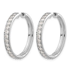 14k White Gold 2 carat Diamond Hinged Round Hoop Earrings