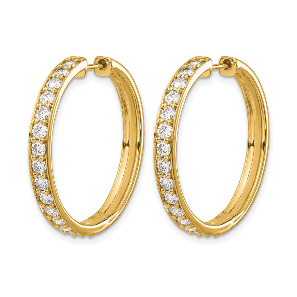 14k 2 carat Diamond Hinged Round Hoop Earrings