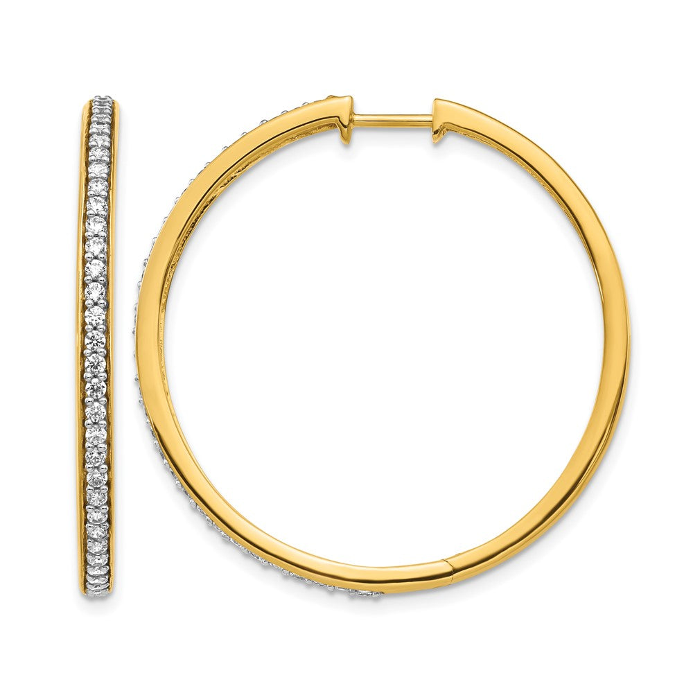 14k 3/4 carat Diamond Hinged Round Hoop Earrings