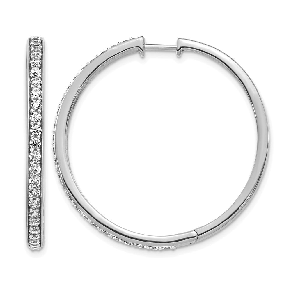 14k White Gold 1.25 carat Diamond Hinged Round Hoop Earrings