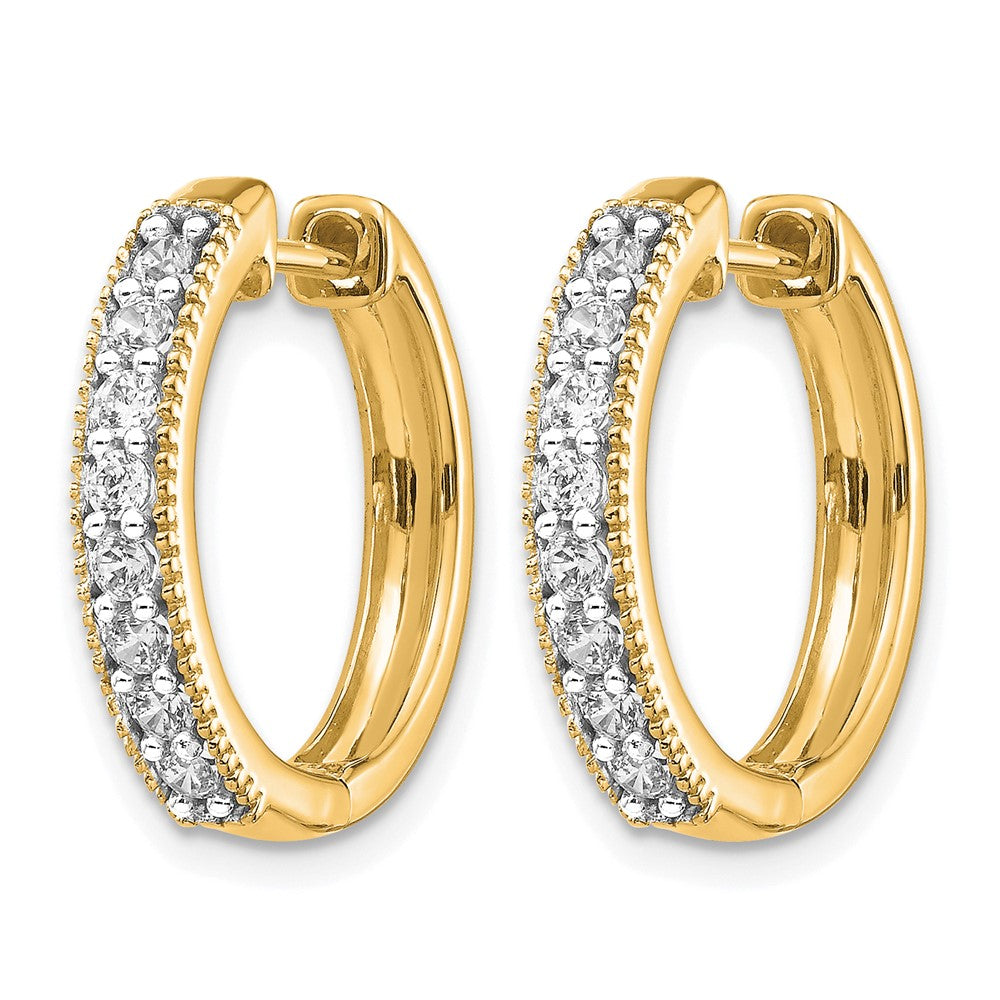 14k 3/8 carat Diamond Milgrain Hinged Hoop Earrings