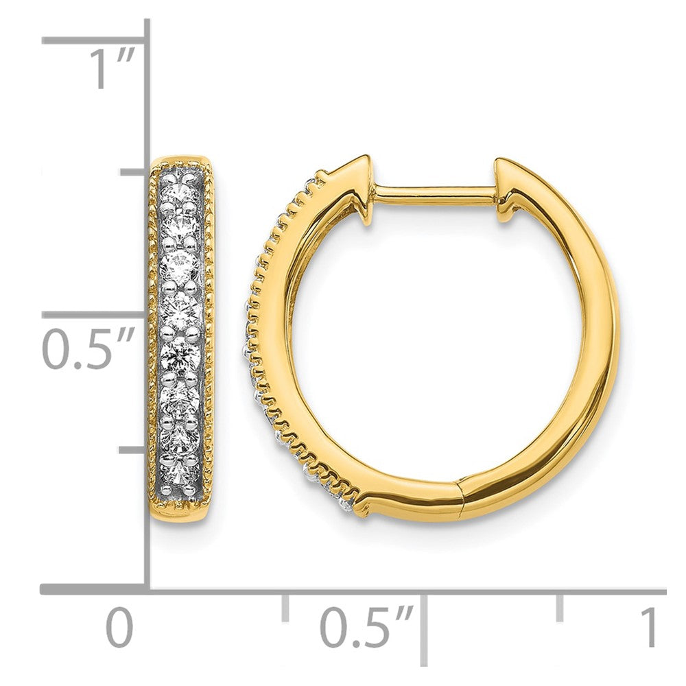 14k 3/8 carat Diamond Milgrain Hinged Hoop Earrings
