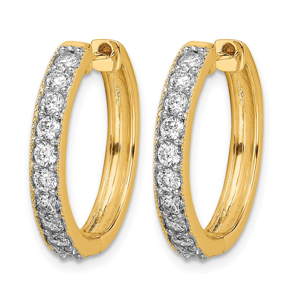 14k 1 carat Diamond Milgrain Hinged Hoop Earrings