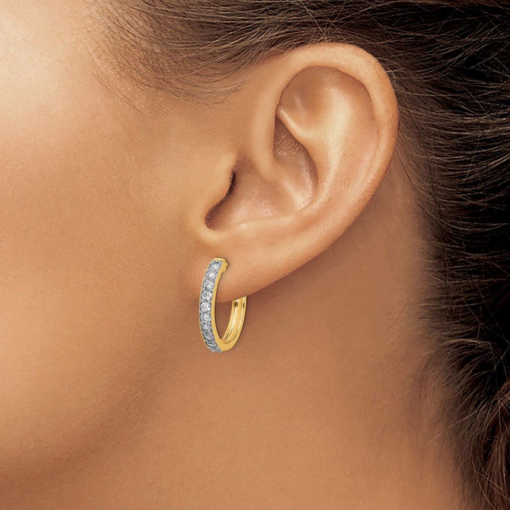 14k 1 carat Diamond Milgrain Hinged Hoop Earrings