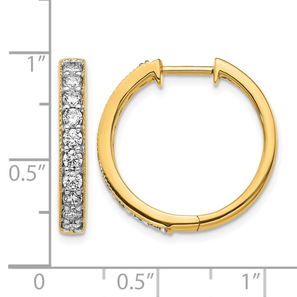14k 1 carat Diamond Milgrain Hinged Hoop Earrings