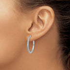 14k White Gold 1/2 carat Diamond Milgrain Hinged Hoop Earrings