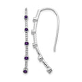 14k White Gold 1/5 carat Diamond and Round Amethyst Threader Earrings