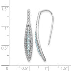 14k White Gold Diamond and Aquamarine Leaf Drop Wire Earrings