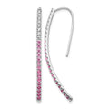 14k White Gold Ombre Pink Sapphire and Diamond Drop Wire Earrings