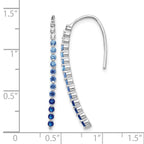 14k White Gold Ombre Sapphire and Diamond Drop Wire Earrings