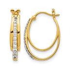 14k 1/4 carat Diamond Triple Oval Hoop Earrings