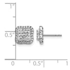 14k White Gold 1/2 carat Diamond Square Cluster Post Earrings