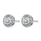 14k White Gold Round Halo G H I True Light Moissanite Earrings