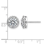 14k White Gold Round Halo G H I True Light Moissanite Earrings