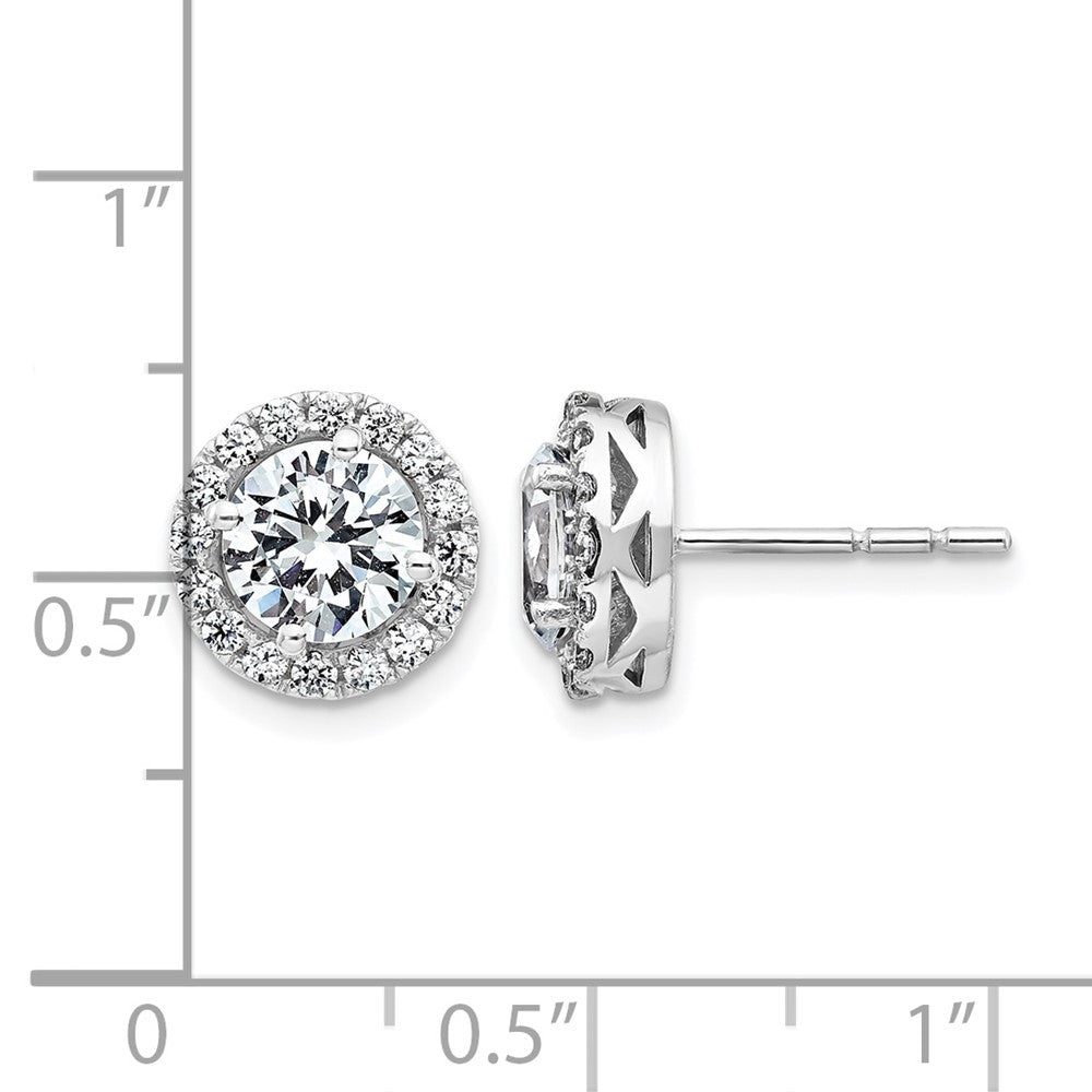 14k White Gold Round Halo G H I True Light Moissanite Earrings