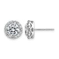 14k White Gold Round Halo G H I True Light Moissanite Earrings