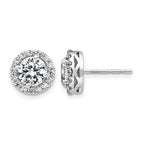 14k White Gold Round Halo G H I True Light Moissanite Earrings