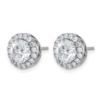14k White Gold Round Halo G H I True Light Moissanite Earrings