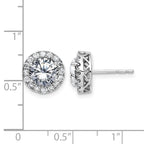 14k White Gold Round Halo G H I True Light Moissanite Earrings
