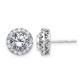 14k White Gold Round Halo G H I True Light Moissanite Earrings