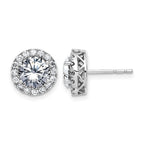 14k White Gold Round Halo G H I True Light Moissanite Earrings