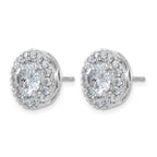 14k White Gold Round Halo G H I True Light Moissanite Earrings