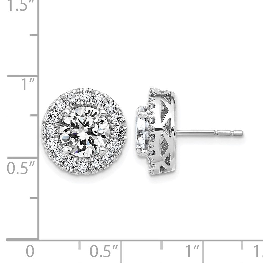 14k White Gold Round Halo G H I True Light Moissanite Earrings