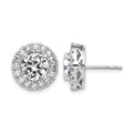 14k White Gold Round Halo G H I True Light Moissanite Earrings