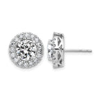 14k White Gold Round Halo G H I True Light Moissanite Earrings