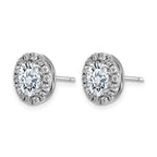 14k White Gold Oval Halo G H I True Light Moissanite Earrings
