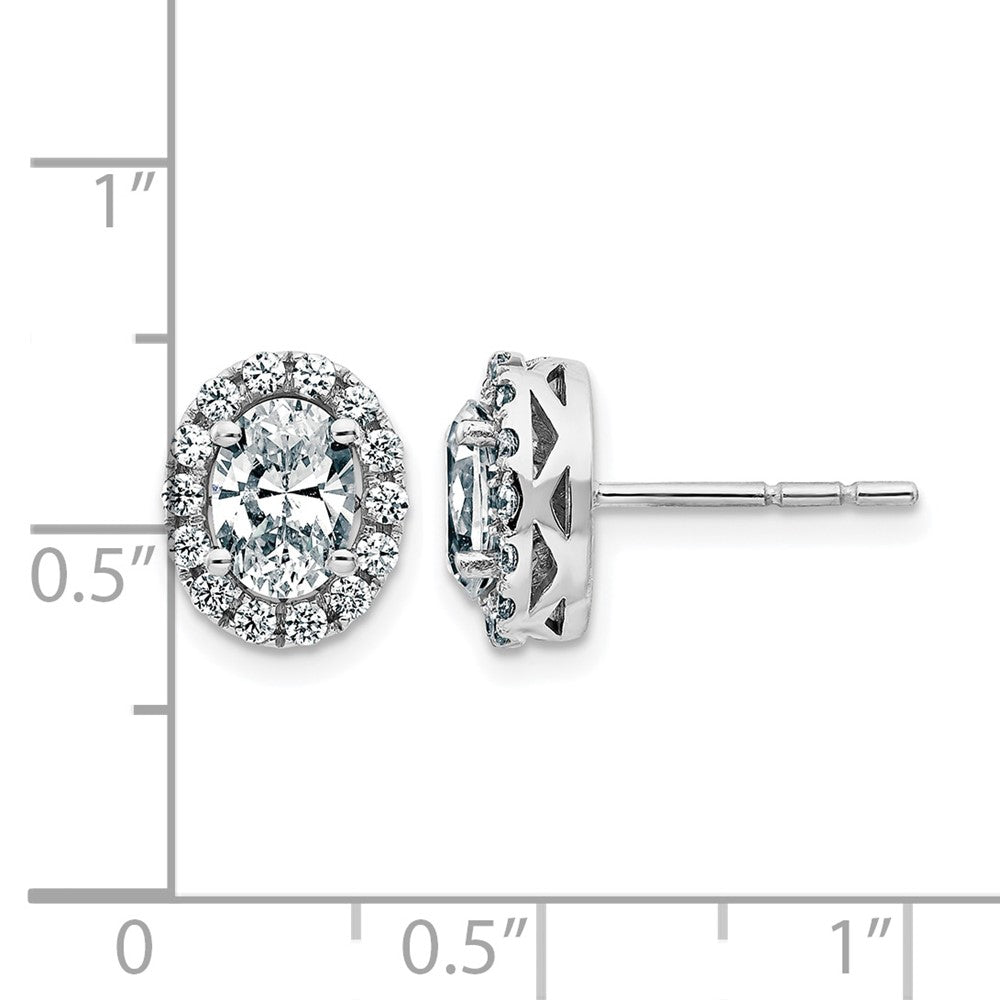 14k White Gold Oval Halo G H I True Light Moissanite Earrings