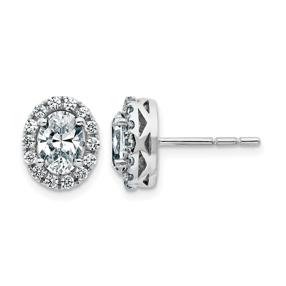 14k White Gold Oval Halo G H I True Light Moissanite Earrings