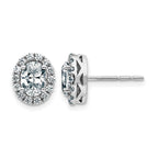 14k White Gold Oval Halo G H I True Light Moissanite Earrings