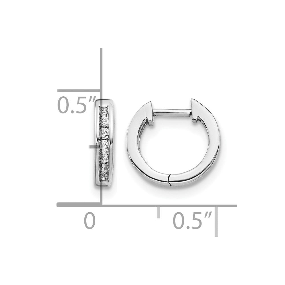 14k White Gold 1/10 carat Diamond Channel-set Hinged Hoop Earrings