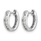 14k White Gold 1/5 carat Diamond Channel-set Hinged Hoop Earrings