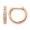14k Rose Gold 1/8 carat Diamond Channel-set Hinged Hoop Earrings