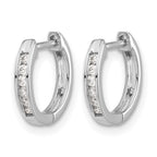 14k White Gold 1/8 carat Diamond Channel-set Hinged Hoop Earrings