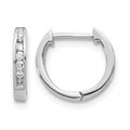 14k White Gold 1/8 carat Diamond Channel-set Hinged Hoop Earrings