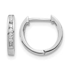 14k White Gold 1/8 carat Diamond Channel-set Hinged Hoop Earrings